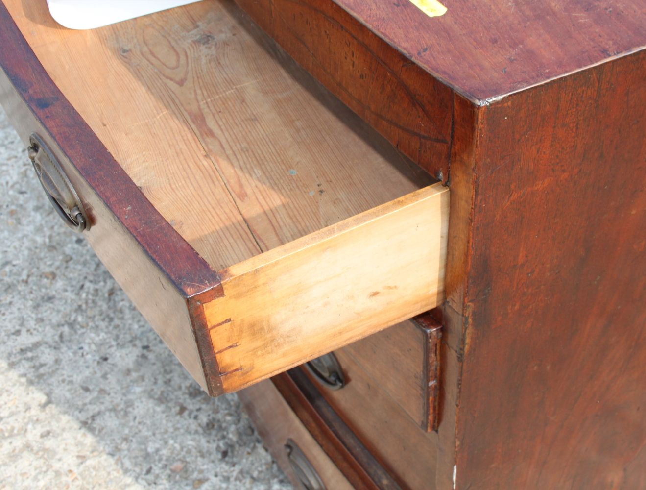 A George III mahogany bowfront chest of four drawers, 36 1/2" wide - Image 2 of 3