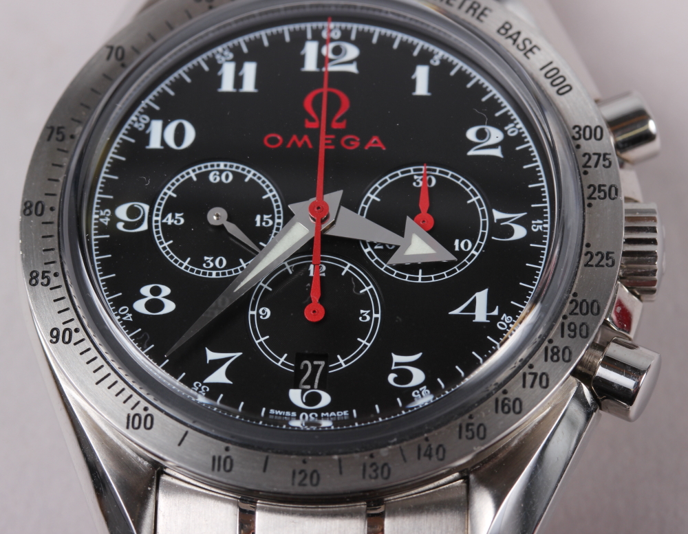 An Omega Speedmaster "Broad Arrow" Olympic stainless steel chronometer bracelet watch, Ref 35565000, - Image 9 of 11