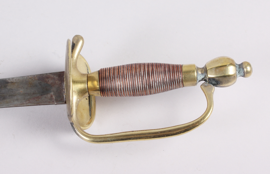 A 19th century sword with copper wire wrapped brass hilt and 26" straight fullered blade - Image 6 of 9