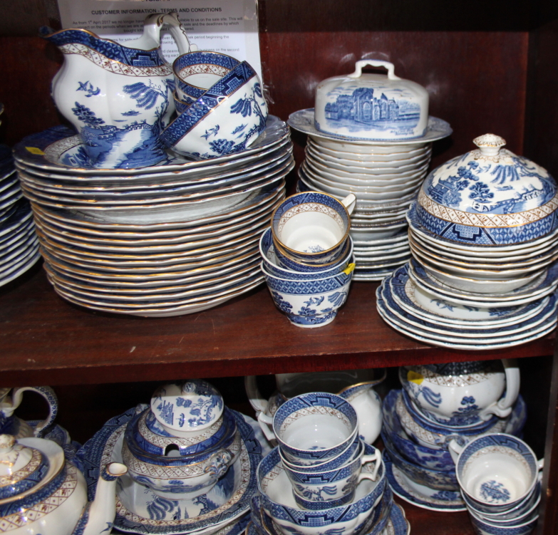 A Booths "Real Old Willow" pattern part combination service and other blue and white china - Image 3 of 9