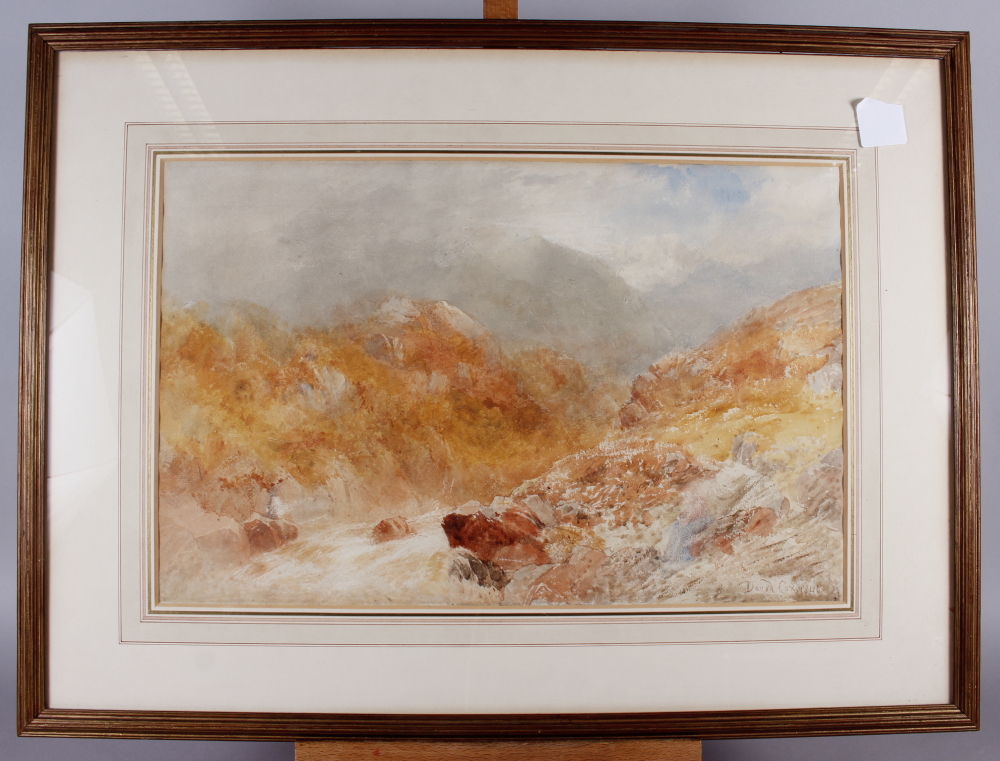 D Cox, 1846: watercolours, "At Inverarnan", 21" x 13", in gilt frame - Image 2 of 2