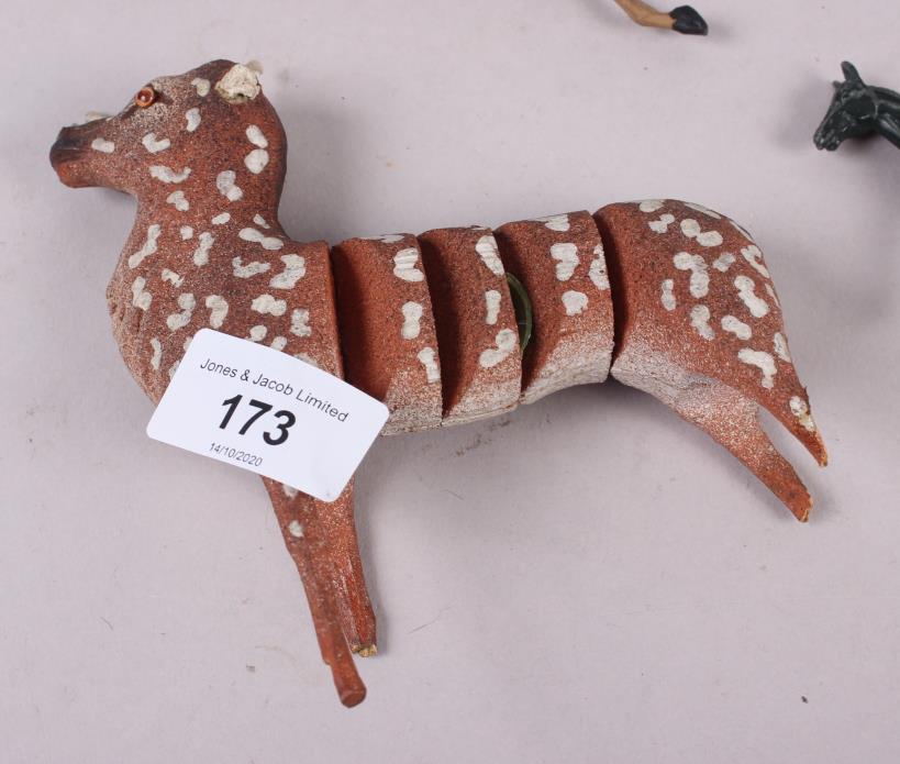 A collection of carved wooden articulated animals (damages) - Image 2 of 4