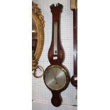 A Georgian syphon tube barometer, in mahogany case inlaid shells, silvered dial inscribed "James