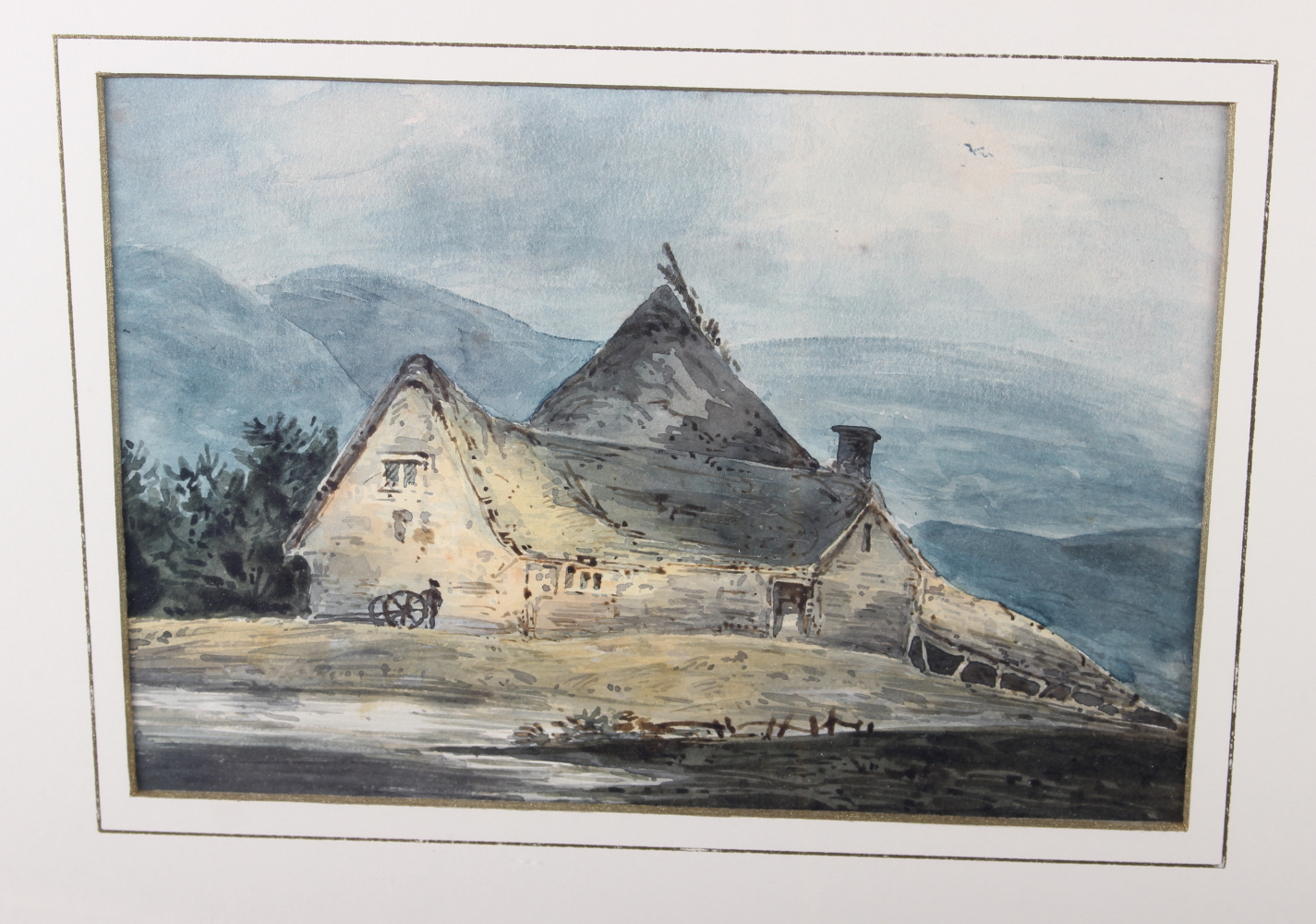 Five early 19th century and later watercolour studies, architectural and domestic scenes, in strip - Image 8 of 14