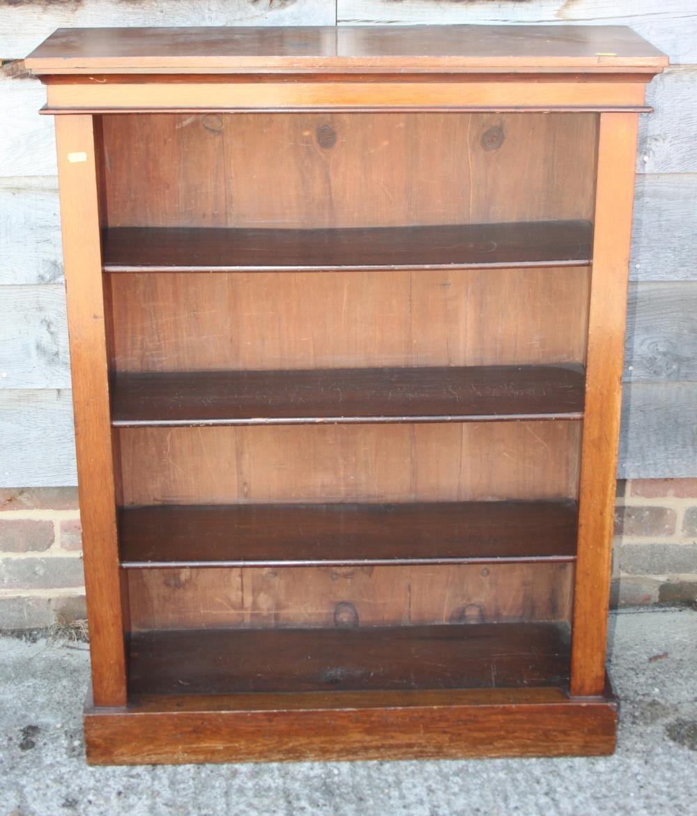 A 19th century mahogany open bookcase, on block base, 33" wide x 11" deep x 39" high