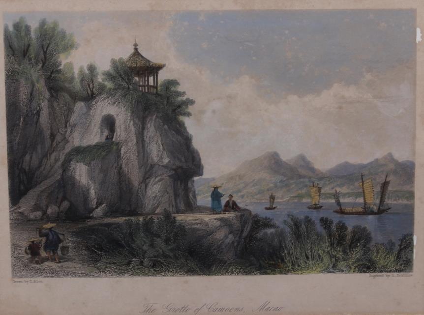 Six coloured prints, views of Peking and Macao, in cream frames - Image 7 of 8