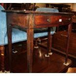 A George III mahogany bowfront side table, on square taper supports, 30" wide