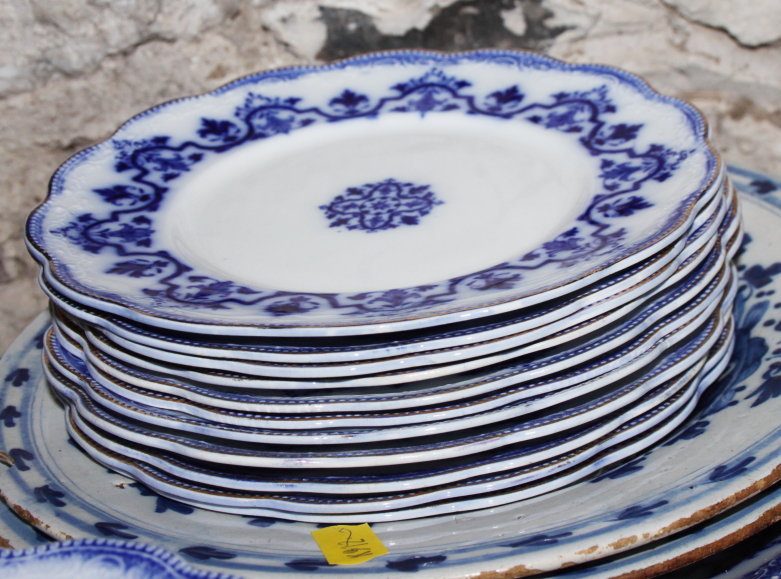 A 19th century "Celtic Flow Blue" pattern part teaset, a Spode "Italian" pattern meat platter ( - Image 10 of 13