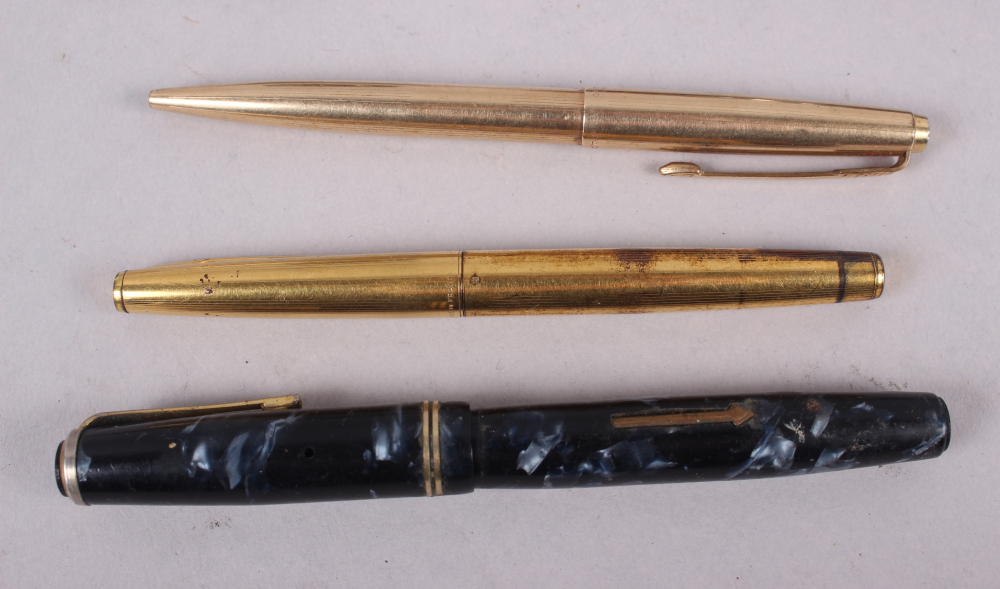 A Parker rolled gold ball point pen, a Watermans gold plated fountain pen with nib marked 18ct, a - Image 2 of 2