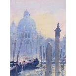 Paulene Tunnicliffe: watercolours, "Salute, Grand Canal, Venice", 9 1/2" x 7", in gilt frame