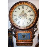 A Victorian Van Dyke Regulator drop dial wall clock, in rosewood and satinwood case, 27" high