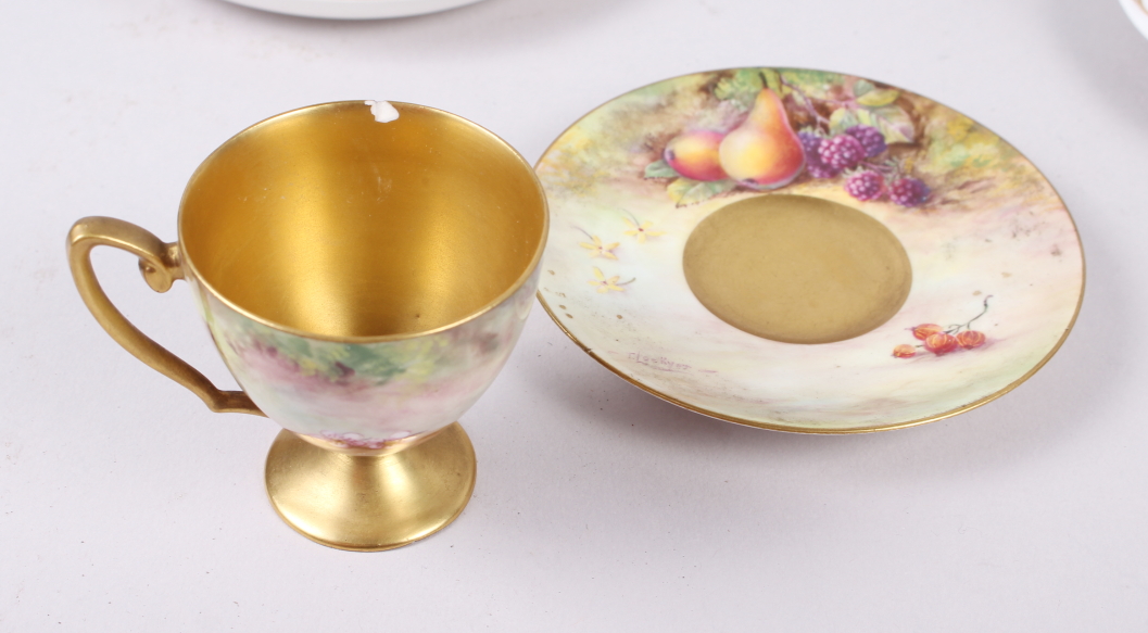 A Royal Worcester cabinet cup and saucer, painted fruit, by T Lockyer (chip to rim) and two other - Image 2 of 24