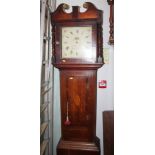 A 19th century oak long case clock, painted dial inscribed "J Brooks Stratford on Avon", door to
