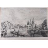 A print, south view of the Bridge in Henley, in Hogarth frame, a Tombleson print of Henley and two