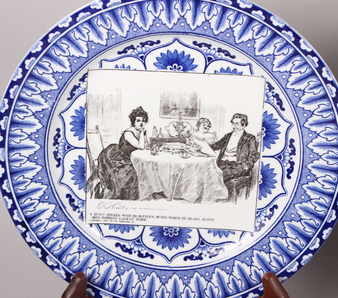 Seven Royal Doulton blue and white decorated "Gibson Girls" cabinet plates, 10 1/2" dia - Image 2 of 9