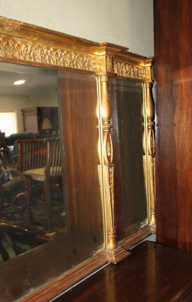 A Regency design gilt wood framed three-plate overmantel mirror, 54" x 26" - Image 3 of 3