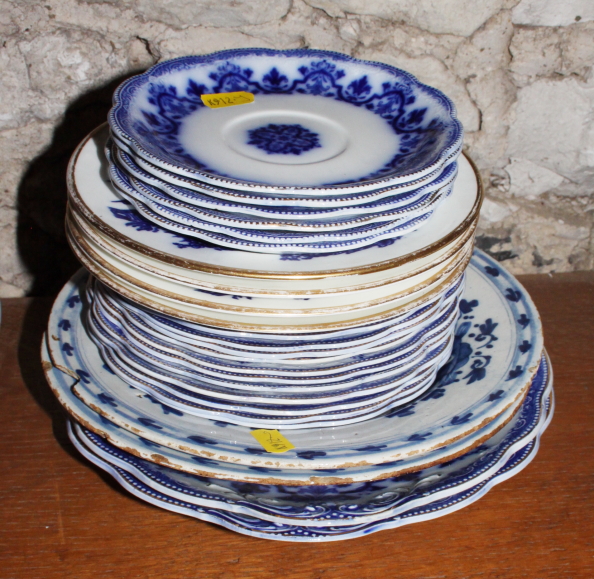 A 19th century "Celtic Flow Blue" pattern part teaset, a Spode "Italian" pattern meat platter ( - Image 5 of 13