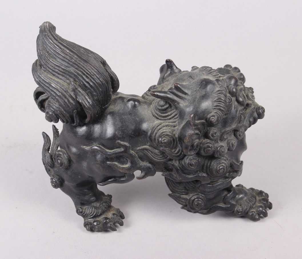 A Chinese bronze model of a lion, 5 1/2" high - Image 2 of 3