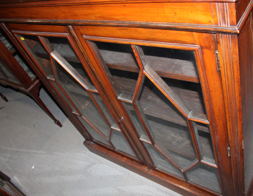 A Georgian design mahogany bookcase enclosed two astragal beaded glazed doors, on block base, 41" - Image 2 of 2