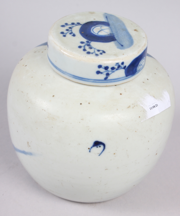 A Chinese blue and white ginger jar, decorated figures on boats, 5" high, another ginger jar, a bowl - Image 12 of 15