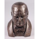 J Williams, 1978: a bronzed bust of Winston Churchill, 12" high