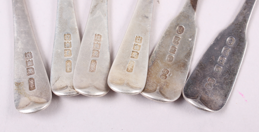 Six silver teaspoons, various, 4.4oz troy approx - Image 2 of 2