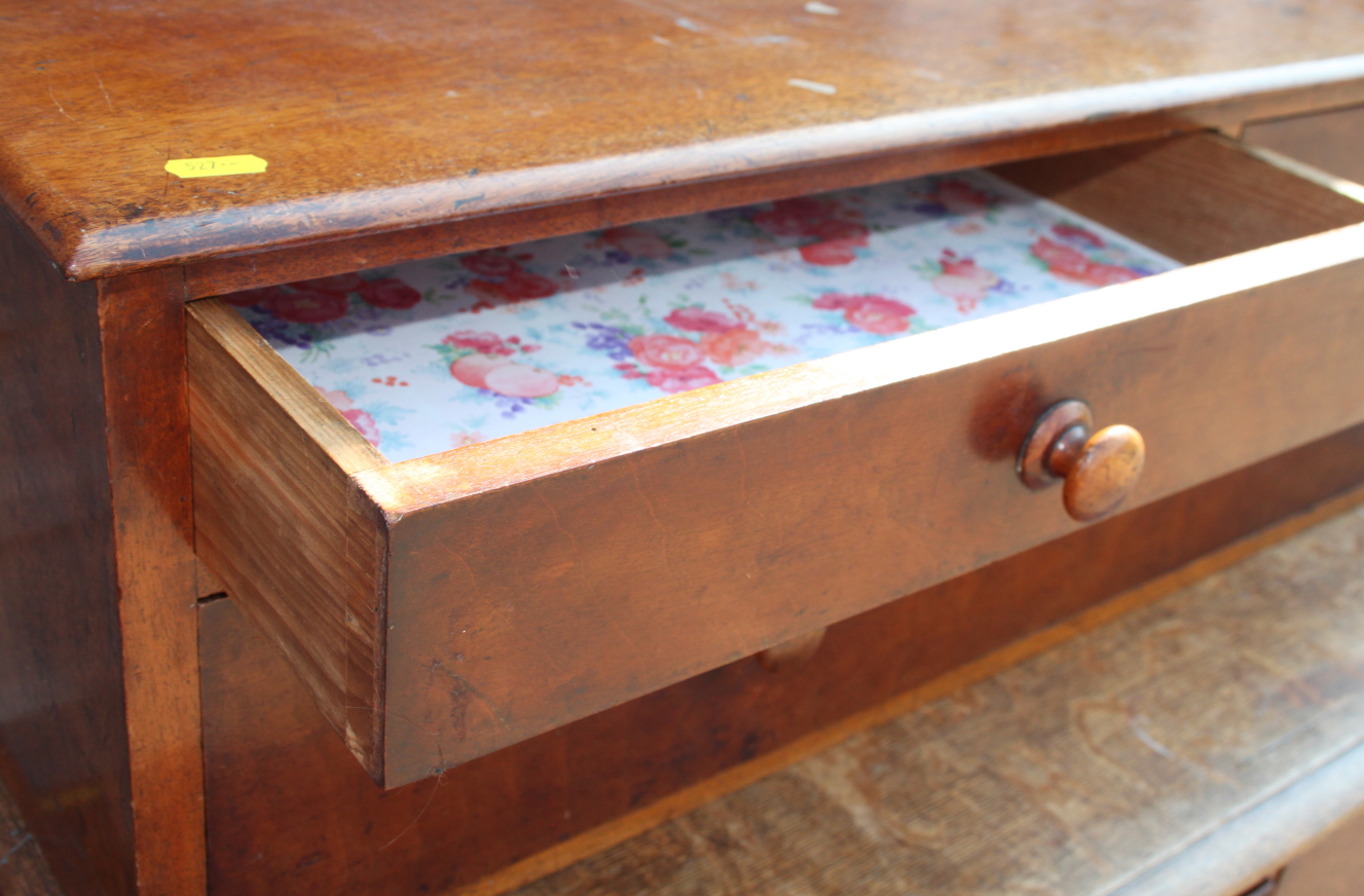 A 19th century mahogany chest of two short and one long drawer with turned wooden knobs, 37" wide - Image 3 of 3