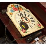 A white painted long case clock dial, decorated flowers, 9 3/4" wide