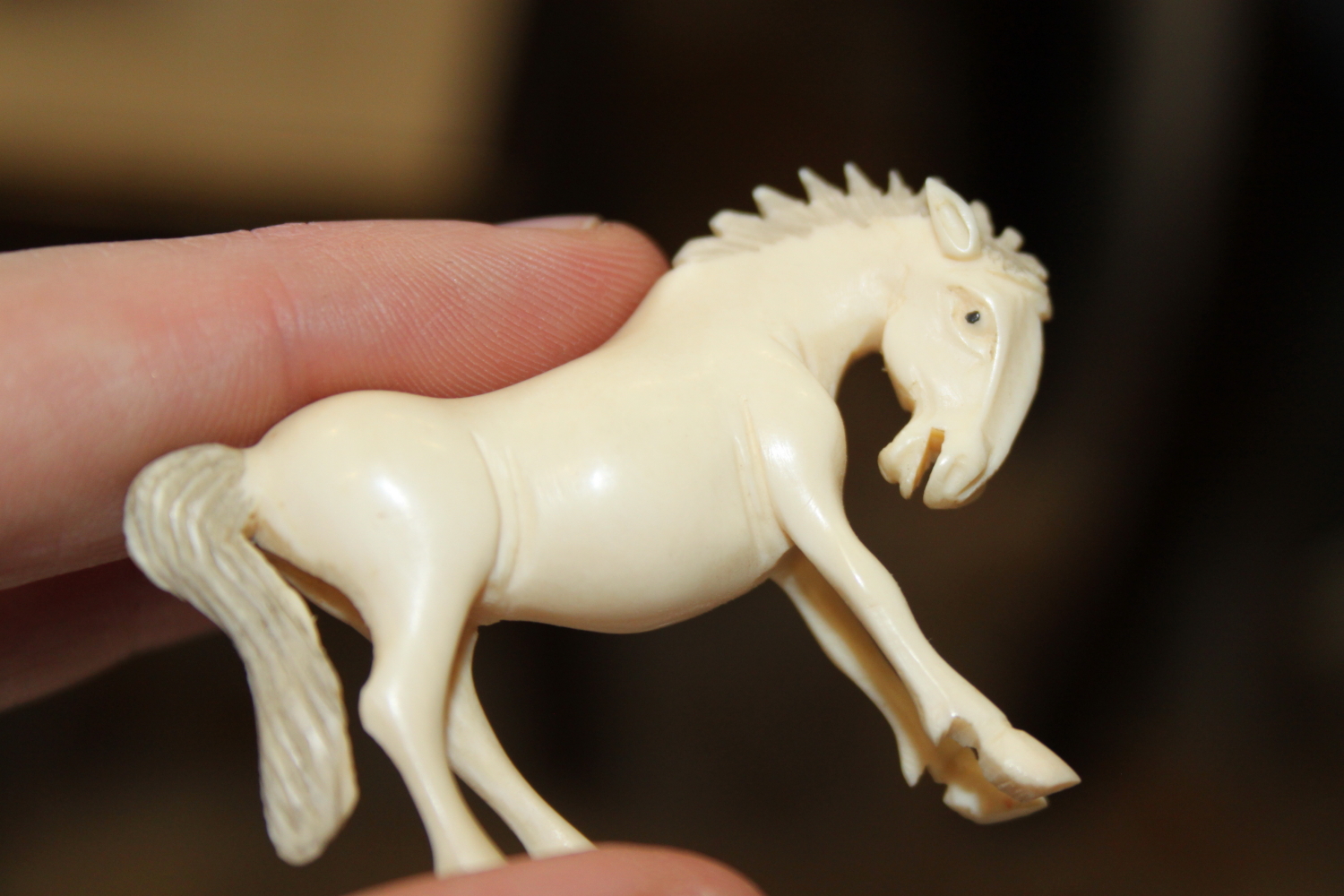 A number of carved ivory Emperor's horses, one on hardwood stand - Image 8 of 11