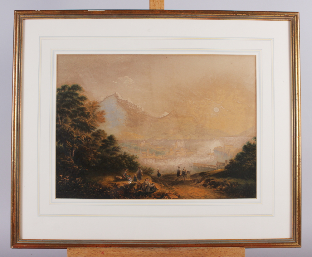 A Baxter coloured print, view of Lake Lucerne, 10" x 14", in gilt frame - Image 2 of 2
