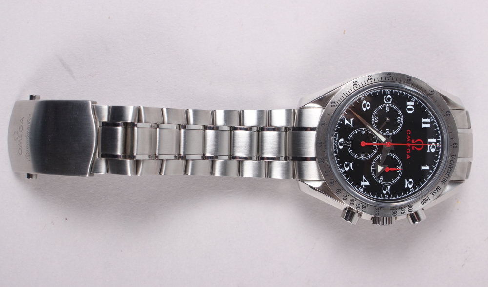 An Omega Speedmaster "Broad Arrow" Olympic stainless steel chronometer bracelet watch, Ref 35565000, - Image 5 of 11