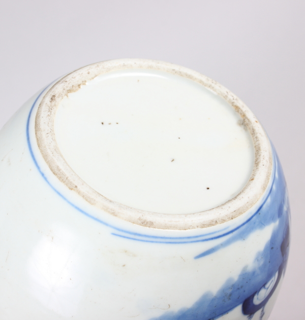 A Chinese blue and white ginger jar, decorated figures on boats, 5" high, another ginger jar, a bowl - Image 15 of 15