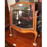 A rectangular mahogany and ebony strung swing frame toilet mirror, 14 1/2" high, and a mahogany