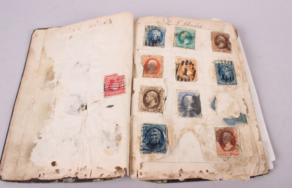A late 19th century album of world stamps (stuck down) and "The Symptoms Nature, Causes and Cure - Image 4 of 8