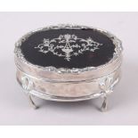 A silver and tortoiseshell pique decorated ring box, 2 3/4" wide