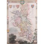 An antique hand-coloured map of Buckinghamshire, in Hogarth frame