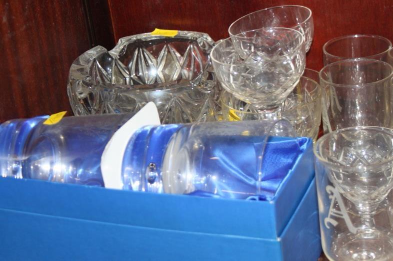 An etched glass ice bucket, vases, whisky tumblers, ashtrays and other glassware - Image 2 of 4