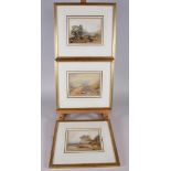 James Fitton: a set of three 19th century watercolours, landscape subjects, in gilt frames
