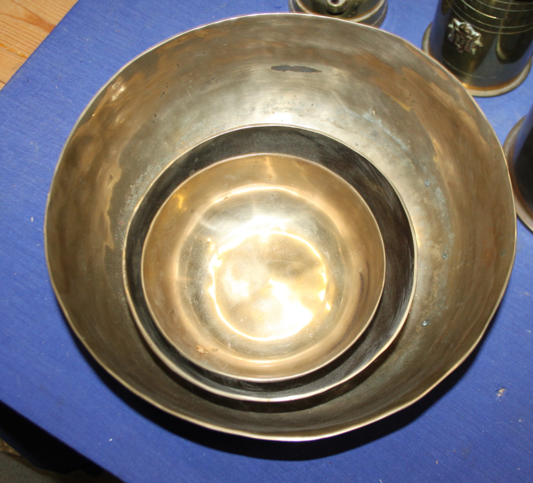 Two pieces of trench art, three bowls and a "Bests Safety Lamp" miner's lamp - Image 3 of 6