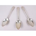 Three Georgian Old English pattern tablespoons, engraved initial P, London 1802, 6oz troy approx