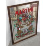 A Martini advertisement mirror, plate 23 1/2" x 17 1/2", in wooden frame
