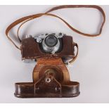 A Leica D R P Rangefinder camera, No 234416, summar f=5cm 1:2 No 350906 lens, in leather case