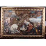 Manner of Bassano: oil on canvas, Adoration of Shepherds, 27" x 41", in gilt frame