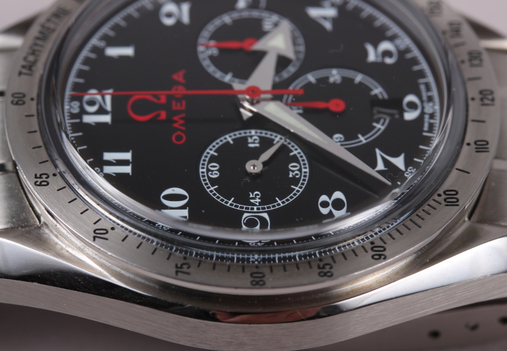 An Omega Speedmaster "Broad Arrow" Olympic stainless steel chronometer bracelet watch, Ref 35565000, - Image 8 of 11