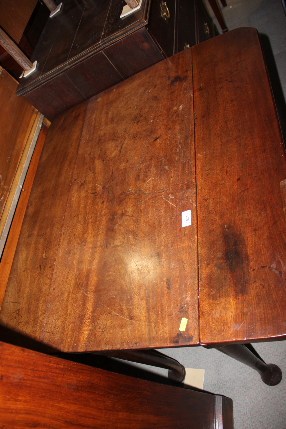 A George III Cuban mahogany pad foot drop leaf table, 36" wide x 33" deep x 28" high - Image 7 of 7