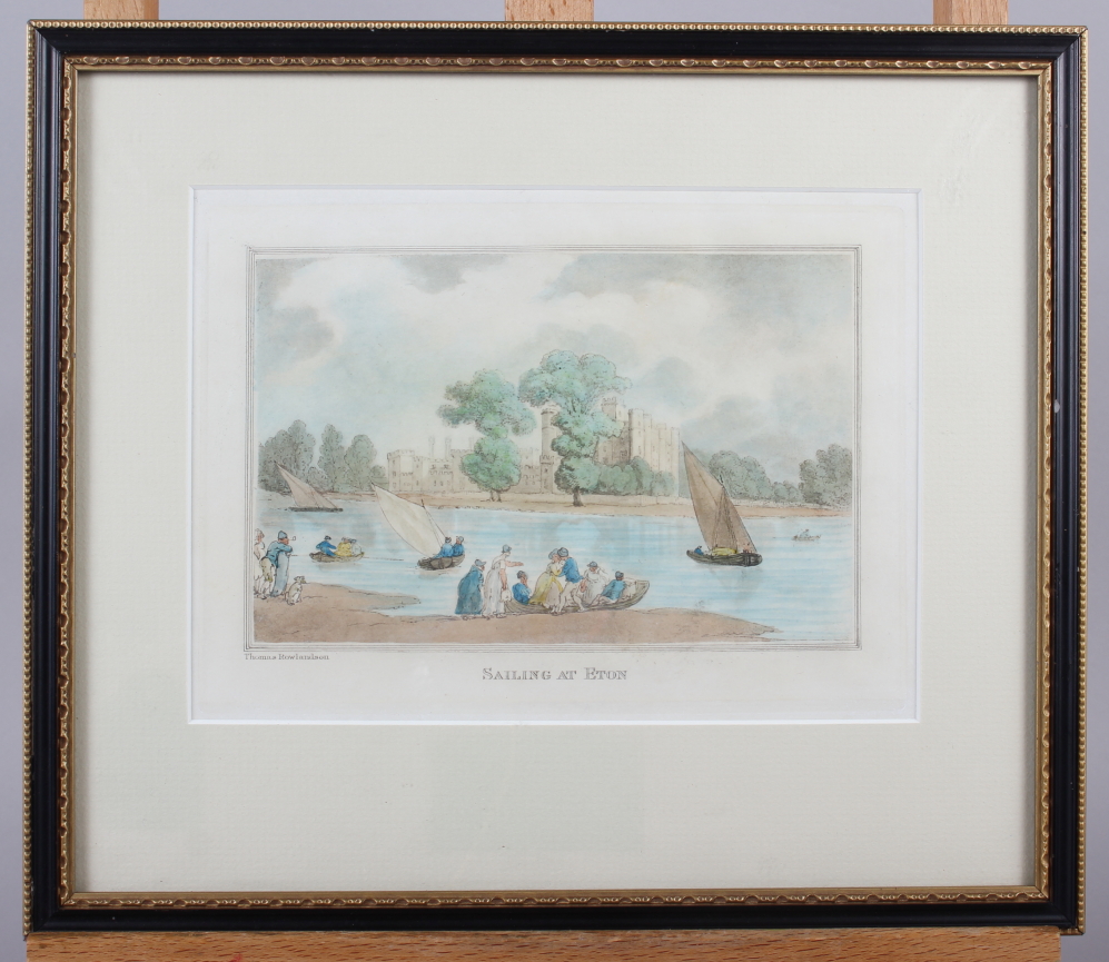After Thomas Rowlandson: a hand-coloured engraving, "Sailing at Eton", and "Tattersall's Horse - Image 4 of 4