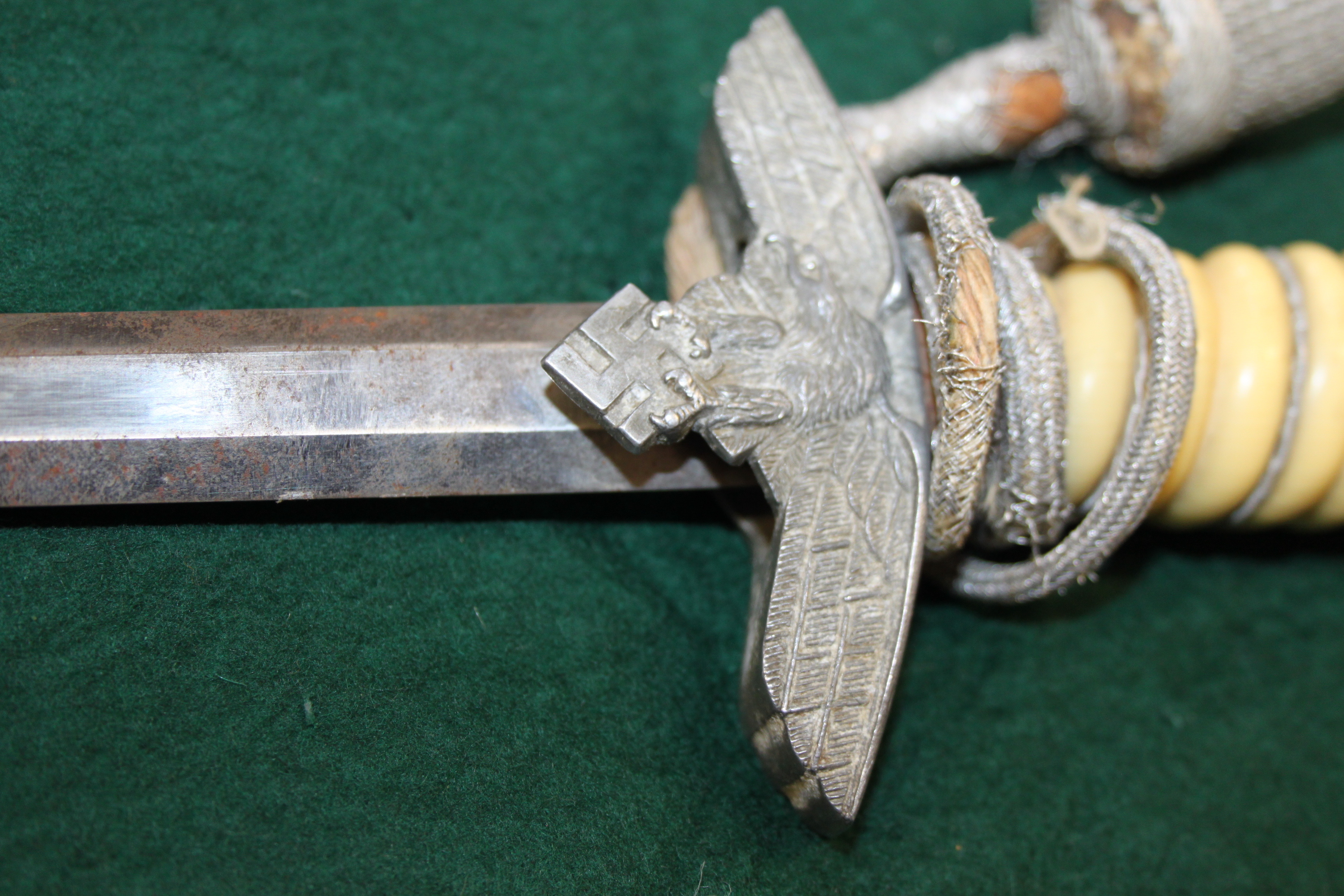 A WWII Luftwaffe officer's dress dagger, blade marked WKC Solingen, eagle and swastika cross - Image 8 of 12