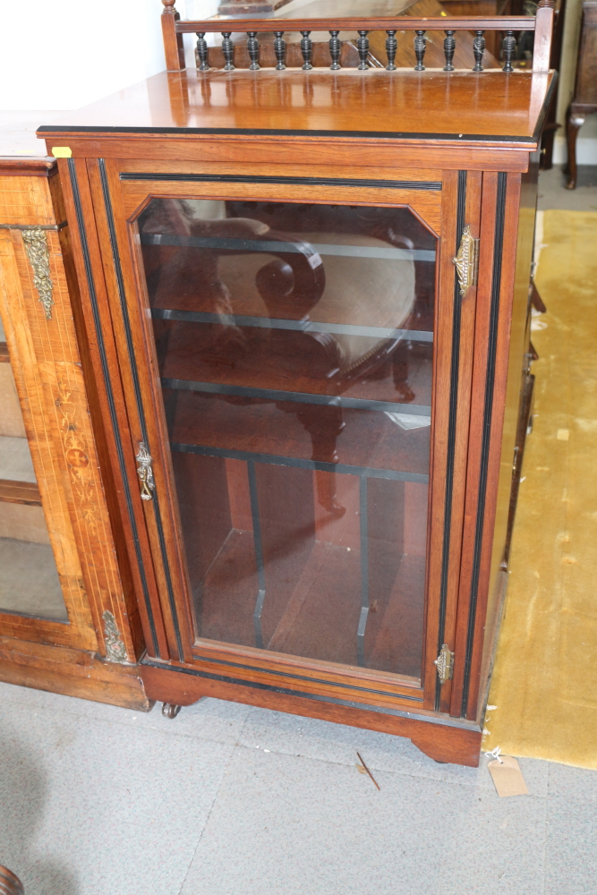 A 19th century walnut sheet music cabinet enclosed glazed door, spindle turned gallery, 22" wide, - Image 2 of 2