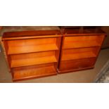 A pair of yew open bookcases, 30" wide