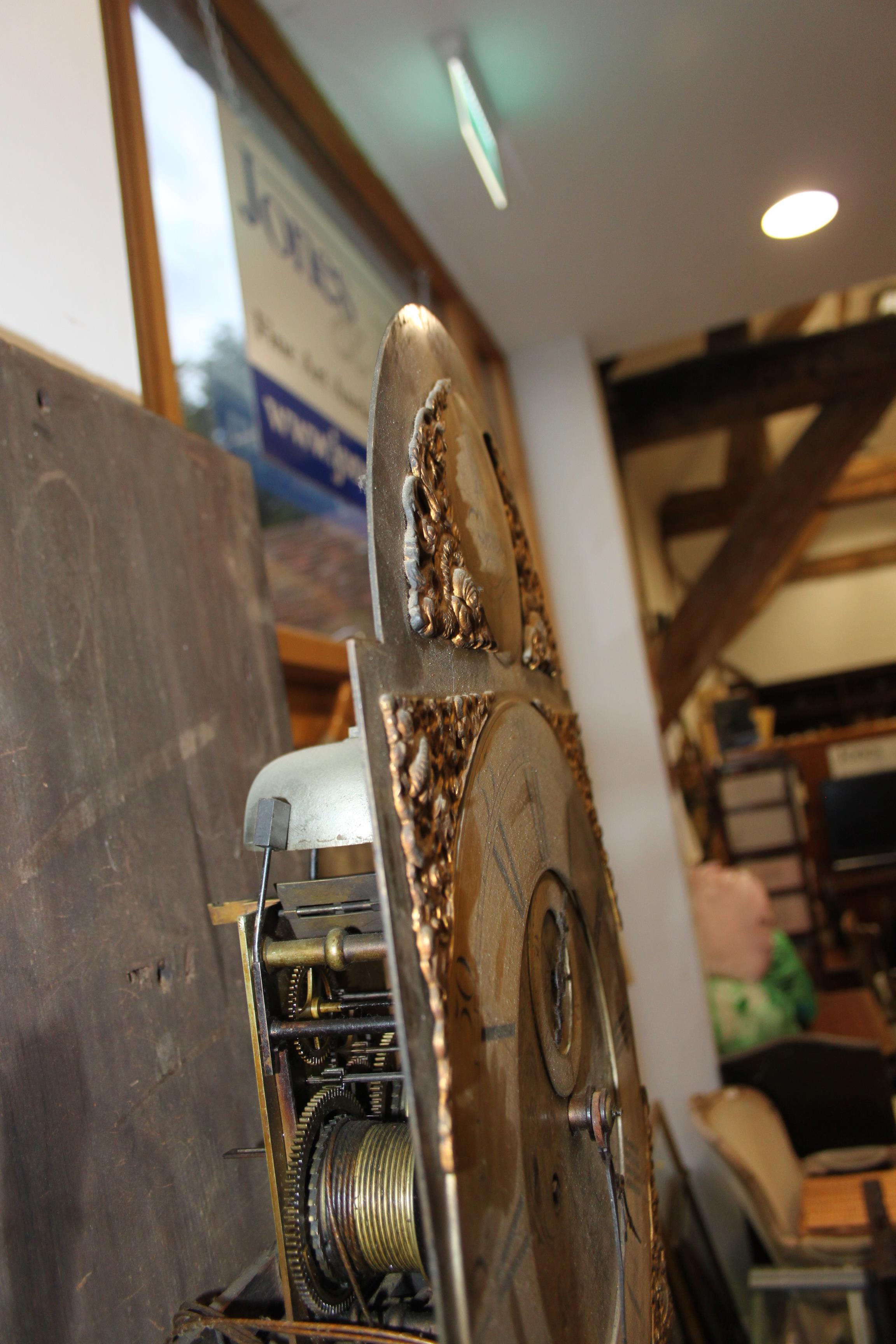 An oak and mahogany inlaid long case clock by J A Brookes of Bromsgrove with broken swan neck - Image 10 of 23